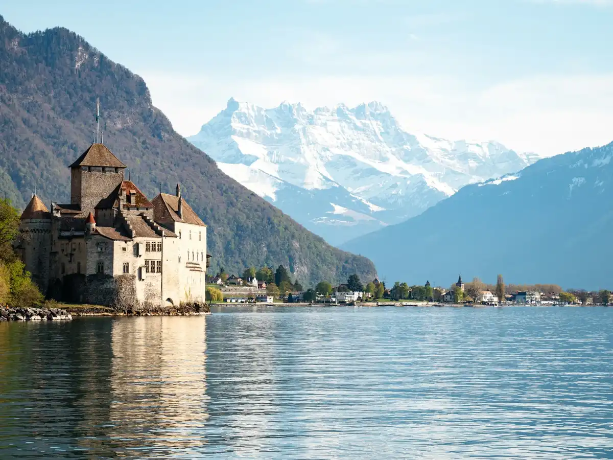 House near the river — Chillon Castle, Montreux, Switzerland